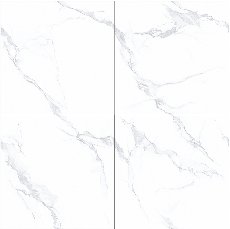 Carrara White Gloss Marble Effect Porcelain Floor Tile